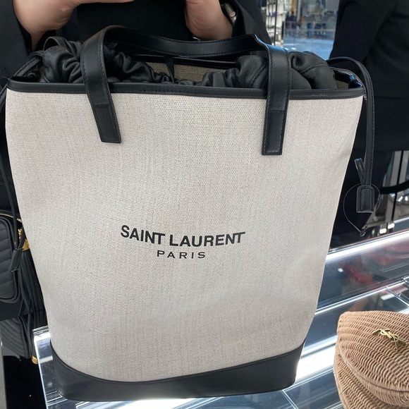 Saint Laurent Teddy canvas and leather tote bag NEW - Picture 4 of 13